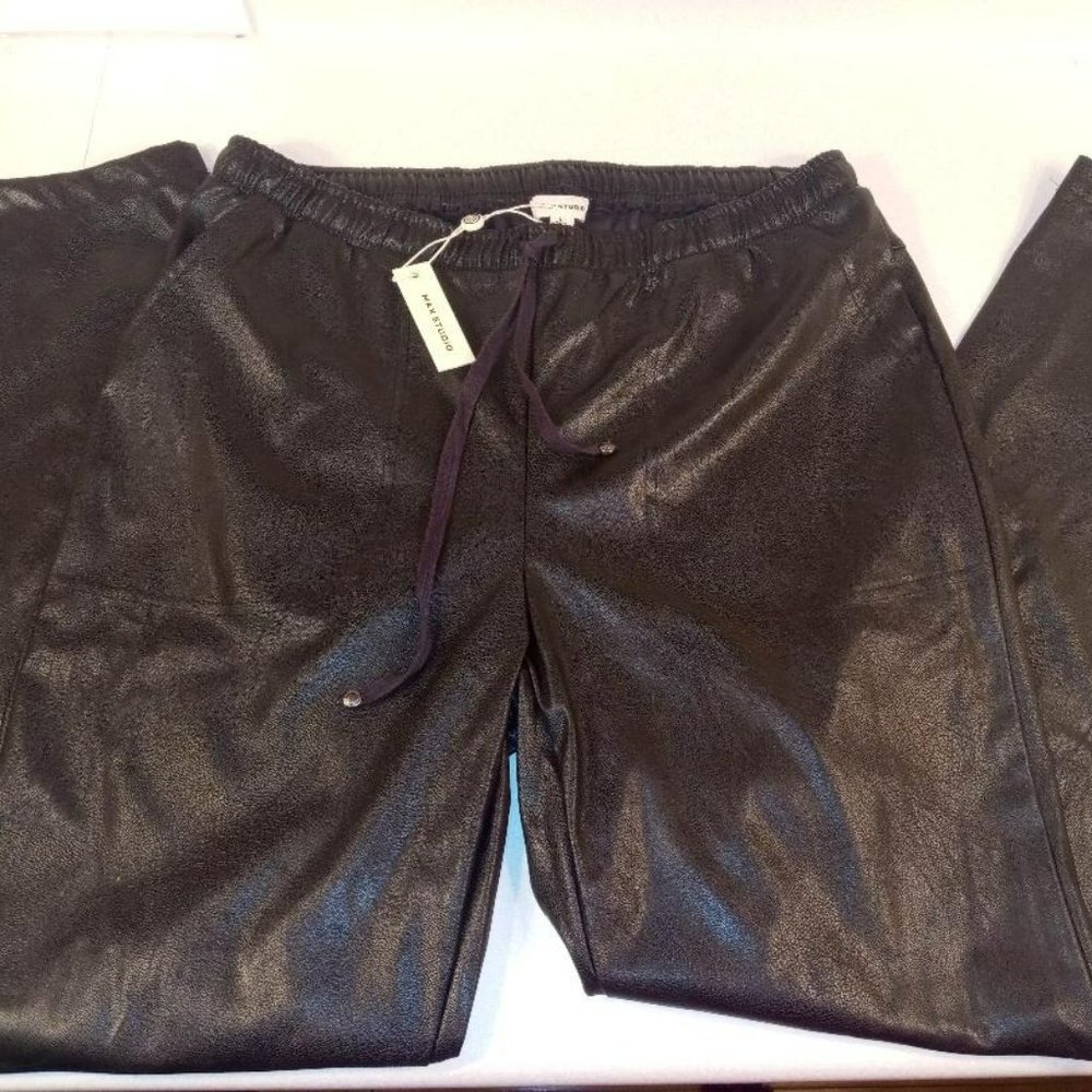 Max Studio Faux Leather Pants (Size Large)